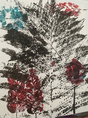 🖤 ❤️ 🩵Botanical Art Print in Black, RedTeal naturenut @heatherellio825 8x10